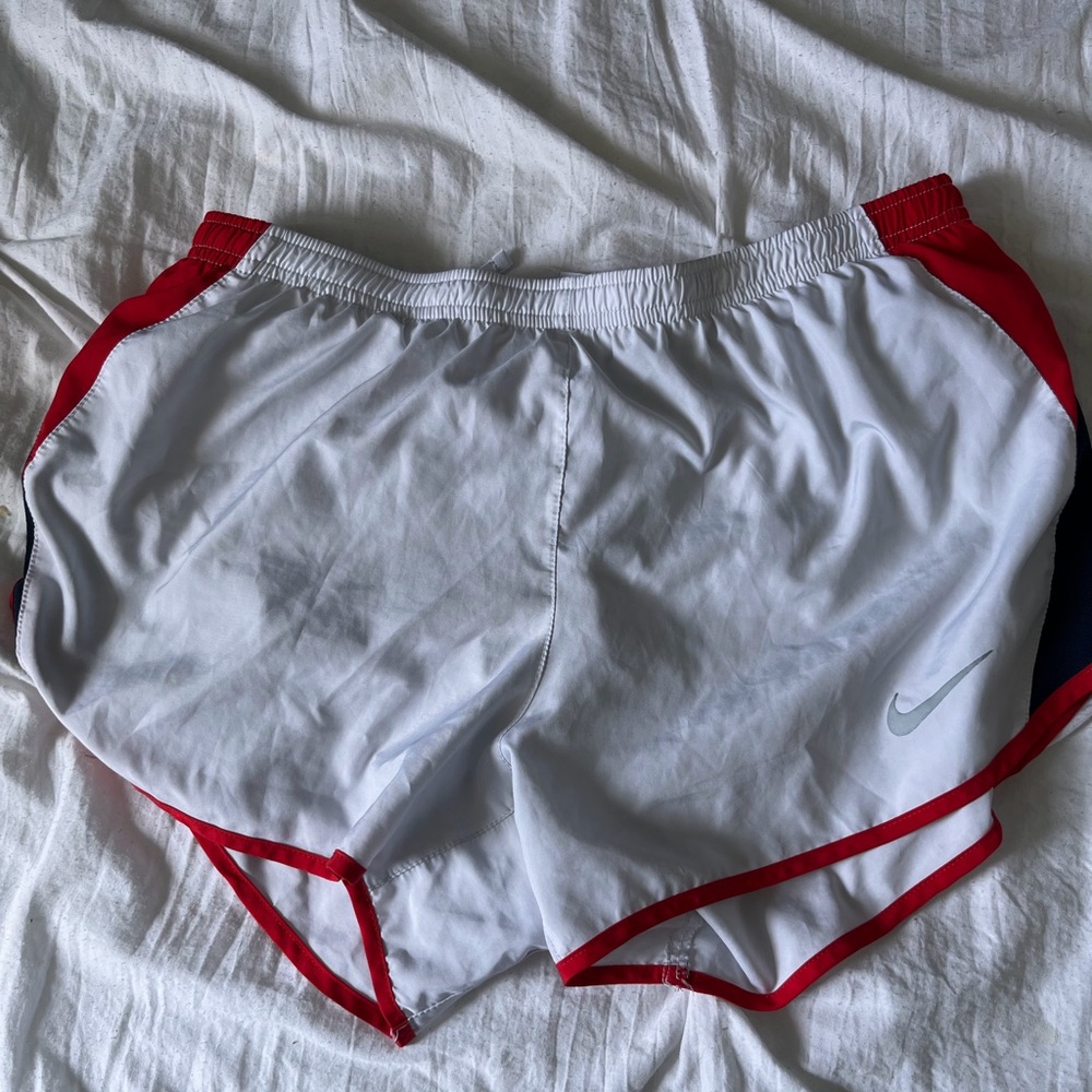 Nike White Shorts with Red Trim